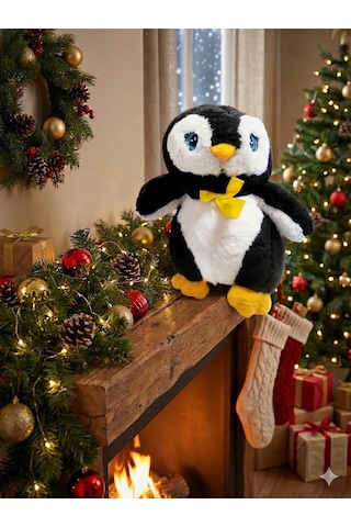 50 Cm Peluş Penguen Siyah Beyaz Yumuşak Dokulu Tüy Dökmeyen Oyuncak Çok Renkli