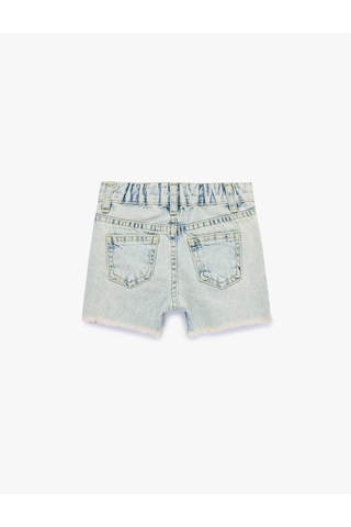 Koton Fiyonk Nakış Detaylı Cepli Pamuklu Denim Şort Lıght Indıgo 6smg40022ad Açık Mavi