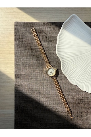 Retro Minimal Hasır Kordon Vintage Kadın Kol Saati Sarı