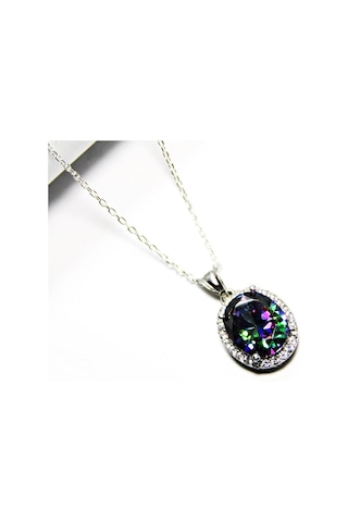 925 Ayar Gümüş Mistik Topaz Taşlı Kadın Kolye Küpe 541675947