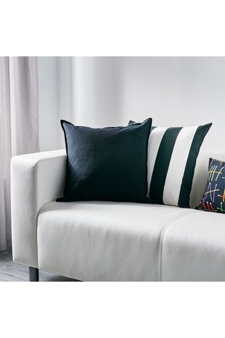 Minder Kırlent Kılıfı 50x50 cm Siyah Renk Fermuarlı Yastık Kılıfı