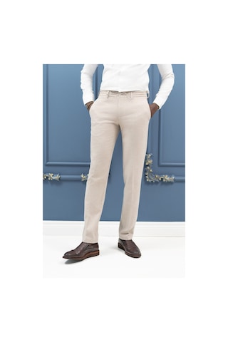 Ecer Regular Fit Beli İplikli Yan Cepli Astarsız Kışlık Kumaş Pantolon Krem