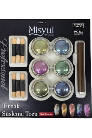 Misyul 6'lı Galaksi Kedi Gözü Oje Etkisi Cat Eye Toz Seti Mıknatıs Hediyeli Manyetik Nail Art Süsleme Kiti