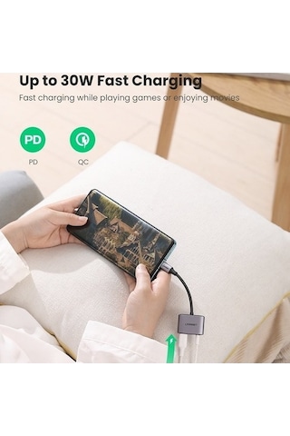 My Topped İpad Pro & Samsung Uyumlu Ugreen Note 20 Huawei P40 Aux Dönüşürücü, Usb-c Şarj & 3.5mm Kulaklık Jack Adaptör