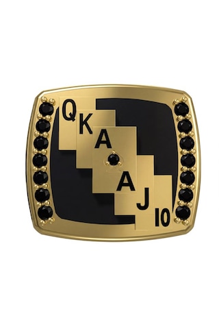 Poker Royal Flush Temalı Yüzük Altın - Gümüş
