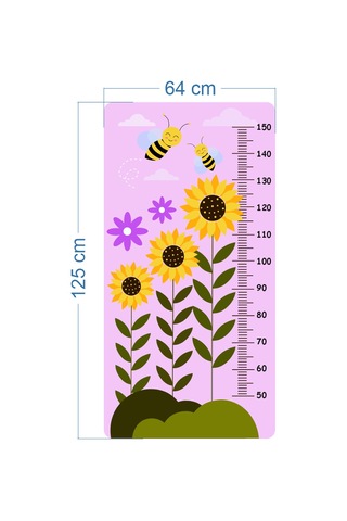 Çocuk Odası Boy Ölçer Duvar Stickerı Folyo Baskı, Dekoratif Boymetre