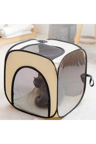 Pet Taşınabilir Katlanabilir Kedi Playpen Cates Kennel Oxford Bezi Pet Çıkarılabilir Fermuar Üst Gölge Kapak Kapalı Dış Mekan Kullanımı Taşıyıcılar Ve Amp Bebek Arabası