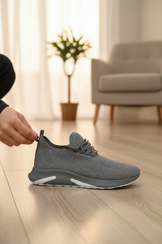 Enoch Ortopedik Bağcıksız Görünümlü Örgülü Sneaker Füme