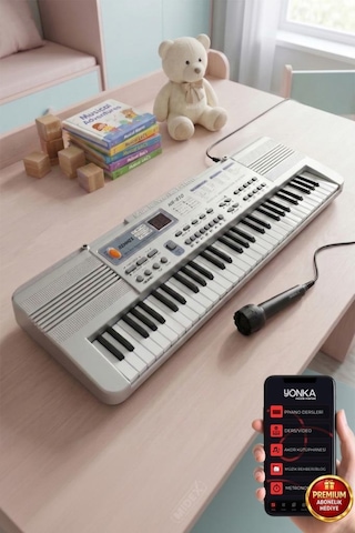 Nr-610 Çocuklar İçin 61 Tuş Usb Mp3 Pilli Mikrofonlu Org 3-12 Yaş