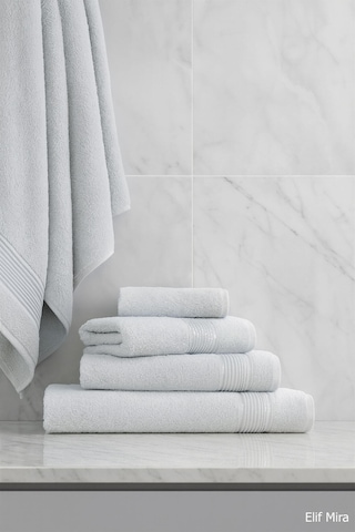 6 Parça Banyo Havlusu Seti Pamuklu 70x140 Cm Serenio Açık Gri-açık Gri