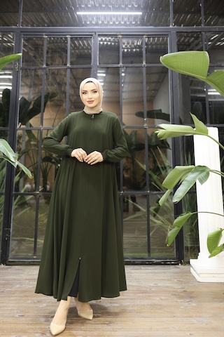 Eslemnur Gündelik Hac Ve Umrelik Mevlana Kolu Gipe Dikişli Ferace Haki