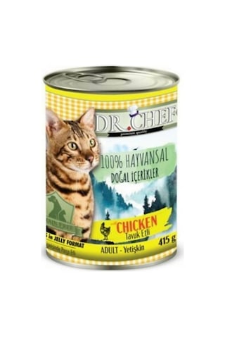 Dr.Chef Tahılsız Tavuk Etli Konserve Yetişkin Kedi Maması 24 x 415 G
