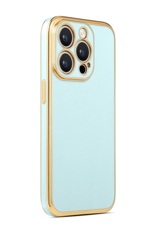 Apple Uyumlu iPhone 14 Pro Max Kılıf Zore Kenarı Gold Renk Silikon Bark Kapak