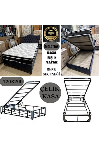 Bir Buçuk Kişilik Baza Başlık Yatak 120 x 200