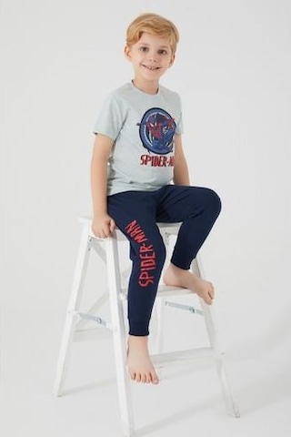 Spider Man D4750-3 Çocuk Yeşil Melanj Pijama