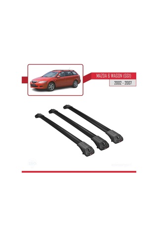 Mazda 6 Gg1 2002-2007 Arası İle Uyumlu Ace-1 Ara Atkı Tavan Barı Siyah 3 Adet Bar