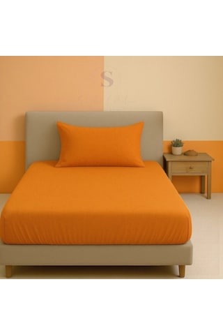 Shules Collection Keten Buldan Tek Kişilik Çarşaf + Yastık Kılıfı Turuncu