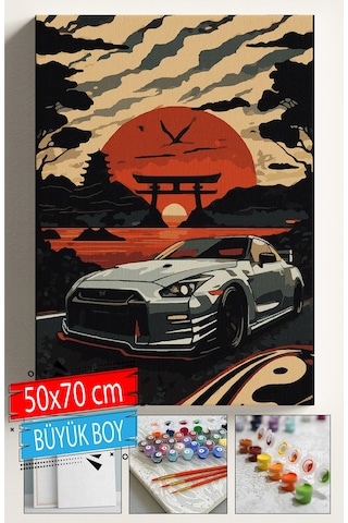 Sayılarla Boyama Seti Numaralı Tuval Fırça Boya Dahil Kasnaklı Set 50x70 Cm - Nissangtr