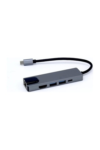 Usb C 5in1 Çoklayıcı Adaptör 4k Hdmı, Gigabit Lan, Usb-c Pd, 2 Usb 3.0 Portlu Type-c Hub Laptop, Macbook Ve Chromebook İle Uyumlu Bağlantı Genişletici Dönüştürücü Zr34 Acı Kahverengi