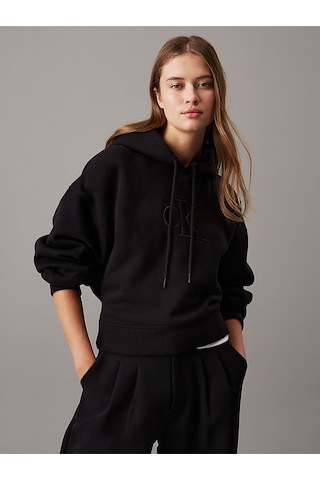 Calvin Klein Raısed Embroıdery Ck Hoodıe Sweat Siyah