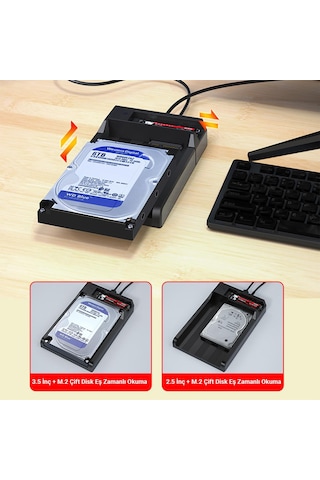 Dm Usb3.2 Gen2 M.2 Nvme Sata 2.5" 3.5" Ssd Hdd Offline Clone Dock Station Klonlama