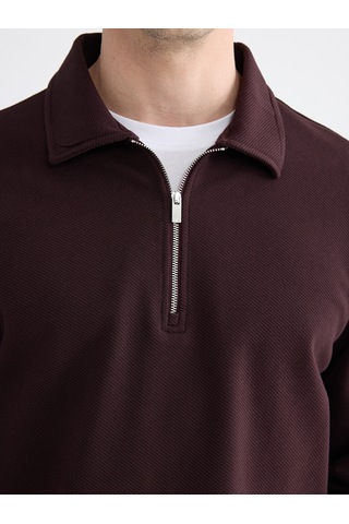 Lcwaıkıkı Classic Mürdüm Polo Yaka Erkek Sweatshirt