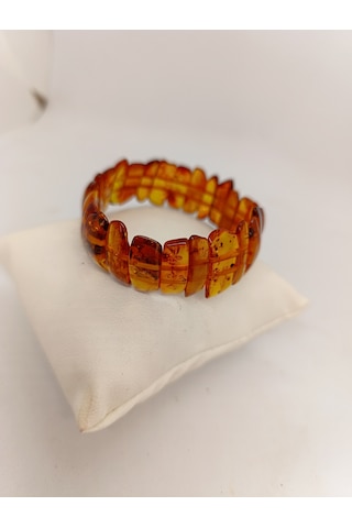 Kehribar Organik Şifa Taşı Taşı Bileklik-1027 Açık Kahverengi