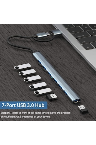 Apera GN-83 Multi Port Type-C ve USB Girişli 7 Port USB HUB