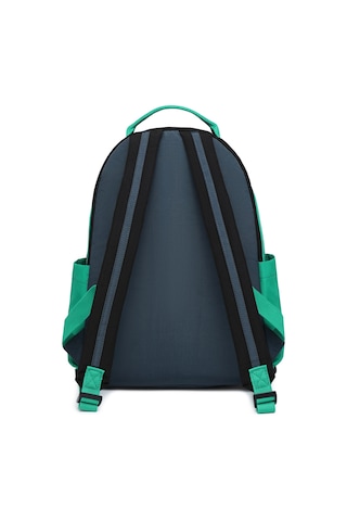 Büyük Boy Laptop Bölmeli Su Geçirmez Kumaş Renkli Okul Çantası Siyah/yeşil