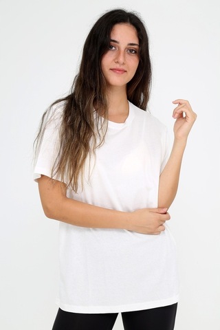 Rubadi Oversize Bol ve Geniş Kesim Bisiklet Yaka Basic Salaş Model T-Shirt Ekru