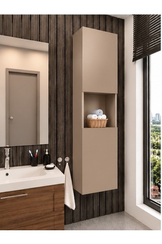Lisa Banyo Dolabı Duvara Monte Raflı Mdf Krem