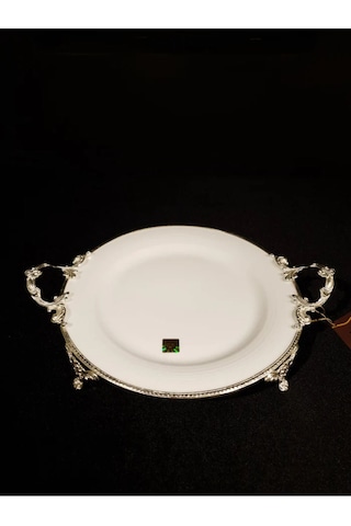 Limoges Paniz Sunum Tabağı Ayaklı Yuvarlak 38x30x6 Cm Gümüş Whs119 beyaz