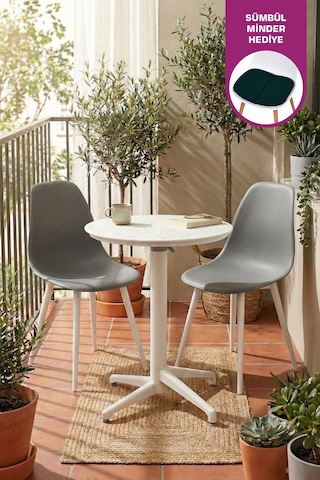 Vilinze Tilia Plastik Bahçe Balkon Bistro Seti Katlanır Masa 60 60 Cm Gri