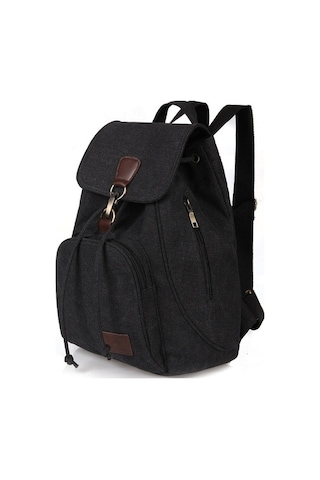 Novahub Kadın Tuval Öğrenci Laptop Çantası Sırt Çantası Siyah, Pratik Tasarım Siyah