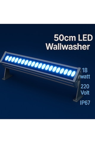 50cm 18w Led Wallwasher Mavi Dış Cephe, Minare, Bahçe Aydınlatma Iç-dış Kullanım Ip65 Mavi