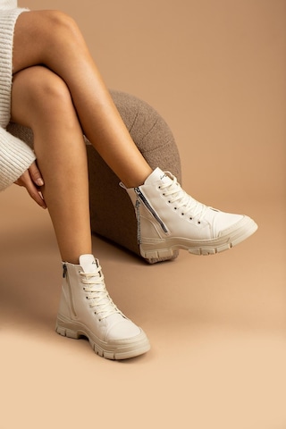 Shoetek Elodi Kadın Bot&bootie Fermuarlı Bej Deri Bej Cilt