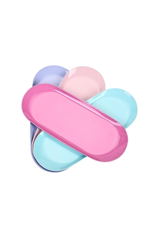 Paslanmaz Çelik Takı Tepsisi Masaüstü Saklama Tabağı Kozmetik Takı Tabağı Metal Tepsi Pembe