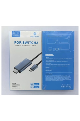 Cr36 Switch 2 İçin Görüntü Aktarıcı Adaptör Çevirici Type-c 3.1'den Hdmı Hdtv 4k 60hz Pd 100w Şarj 2 Metre Kablo Thunderbolt 3 Uyumlu