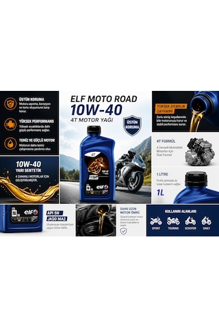 Elf Moto 4 Road 10w-40 Motosiklet Yağı 12x1l Sentetik