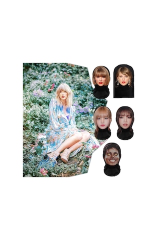 Taylor Swift 3d Maske Lisa 3d Baskılı Komik Kapüşonlu Yüz Gösterisi Parodisi Zor Balaclav Diğer