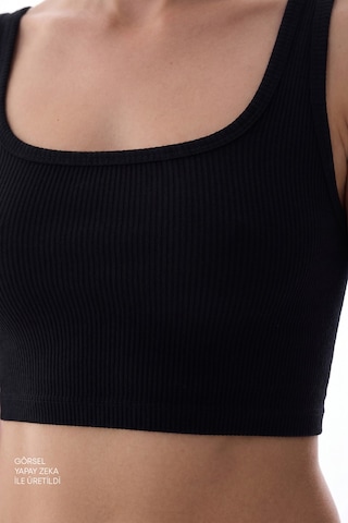 Penti Siyah Seamless Dikişsiz Kare Yaka Crop Üst