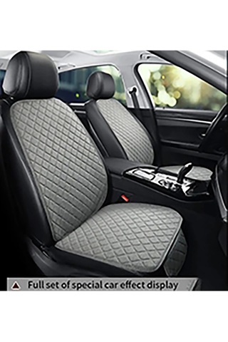 Araba Koltuk Deri Minderi 7 Parça Ön Ve Arka Oturak Sırt Dayama Minder Gri-gri