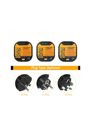 Springsun Taşınabilir Fiş Ve Priz Devre Test Cihazı Polarite Ve Voltaj Test Cihazı