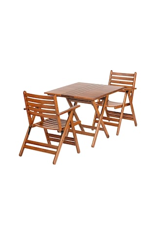 London Atina Ahşap Bahçe Balkon Takımı -70X70 Masa + 2 Sandalye