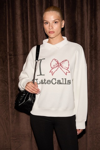 ETHIQUET SELFTEN Kadın Yumuşak Kumaş ı Po o Yaka Nakış Detay ı Ekru Sweatshirt L