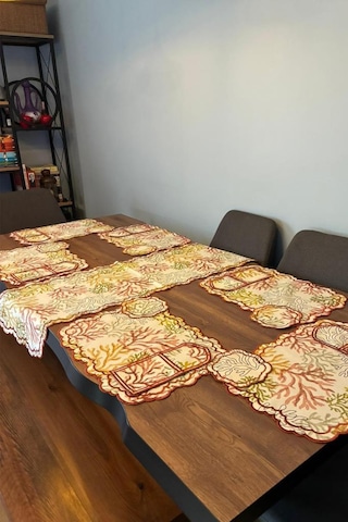 Dalım Keten Amerikan Servis Takımı 19 Parça Kırmızı Kırmızı