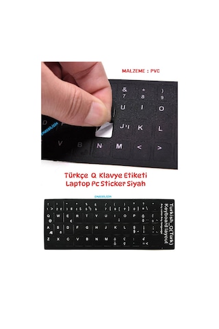 Klavye Sticker, Türkçe Q Klavye Etiketi Laptop Pc Sticker Siyah Pvc