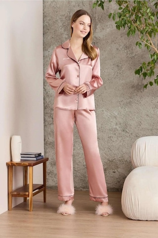 Pierre Cardin Saten Biyeli Pijama Takımı 1200 Brandy 001