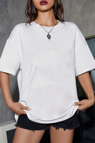 Flood Of Style Unisex Butterfly Baskılı T-shirt Beyaz