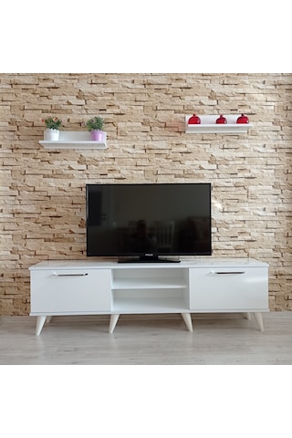 Mobilyasepeti Mobilya Sepeti ( Ms 80 ) Mdf Tv Ünitesi Dolabı,Raflı,Beyaz